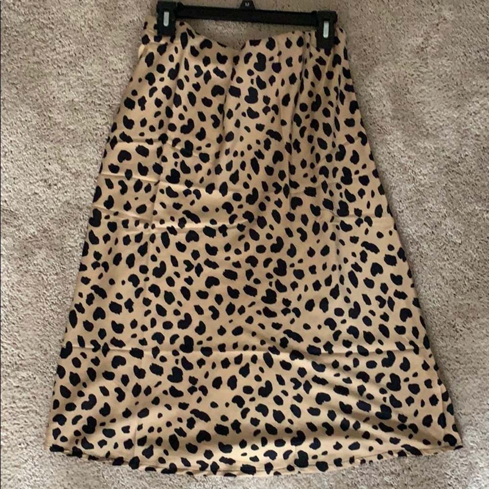 Leopard High Waist Silk Skirt